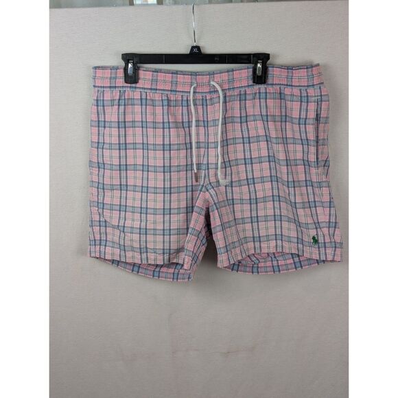 Polo Ralph Lauren Swimwear Pink Plaid Swim Trunks Men's Size Large - Picture 1 of 14